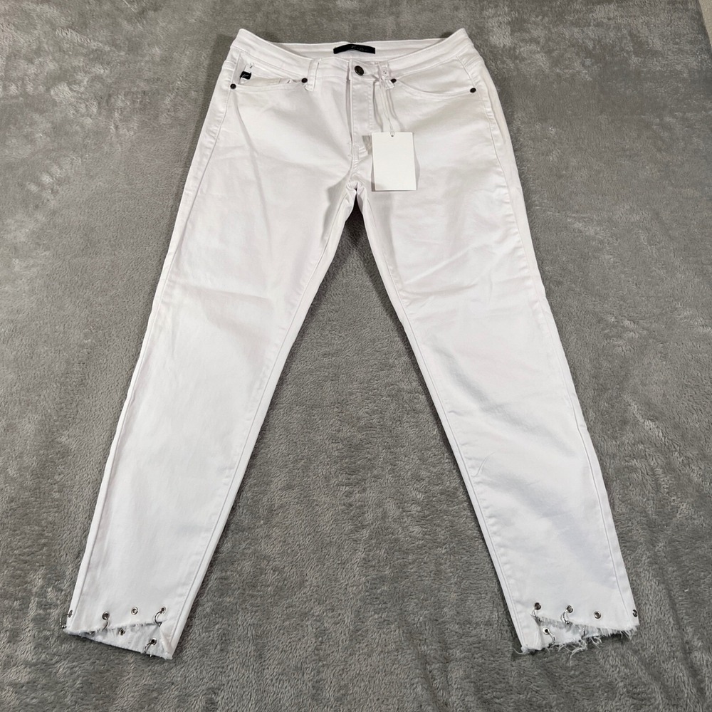 KanCan White Denim‎ Jeans Frayed Hem Ankle Skinny Women's Size 13/30 NEW